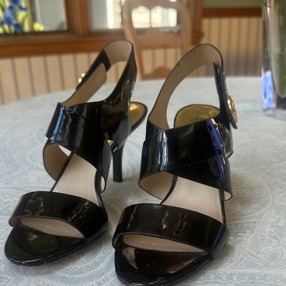 Michael Kors Patent Black Strappy High-Heel Sandals